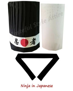 Conjunto de sombrero de chef Hibachi japonés para parrilla de teppanyaki uniforme de chef Hibachi - Imagen 1 de 6
