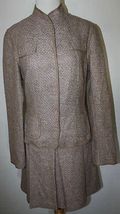 ELIE TAHARI lila Knochen weiß Tweed Wollmischung gewebter Rock Anzug M 6 - Bild 1 von 12