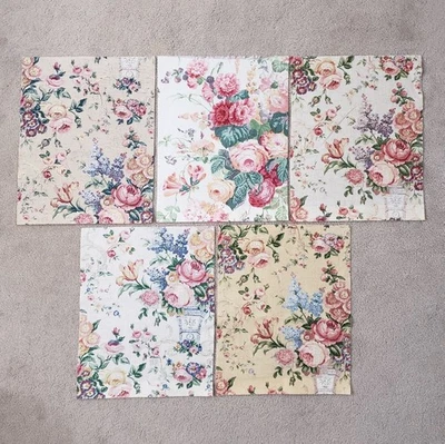Lote de 5 muestras de tela floral 100 % lino England Lee Jofa 18 3/4" X 14 3/4" Foto 1 de 4
