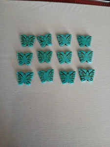 Set Of 12 Stone Butterfly Beads Vertically Drilled New Loose Two Sided - Picture 1 of 2