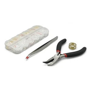 Set riparazione gioielli - incl. pinza, pinzette, anelli e moschettone in oro/argento - Foto 1 di 2