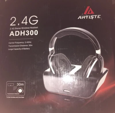 Artiste ADH300 беспроводные ТВ-наушники 2,4 ГГц черные слегка б/у 30 м RF - Изображение 1 из 4