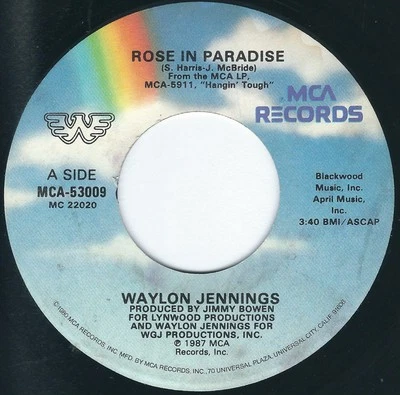 Waylon Jennings, Rose In Paradise, (7", Glo), NM or M-, 3584308860 - Image 1 of 4