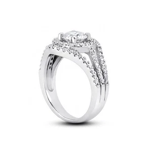 2.41ct H-SI1 Round Earth Mined Certified Diamonds 14k Gold Halo Engagement Ring - Picture 1 of 3