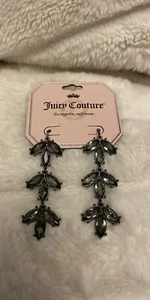 Womens NWT Juicy Couture Dangle Drop Earrings Pewter Gray - Picture 1 of 2