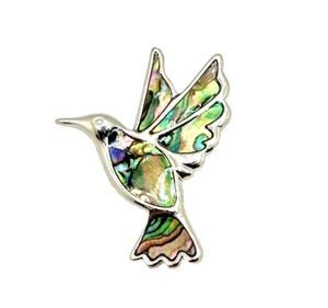 Tide Jewellery HUMMINGBIRD Brooch Amanda Tamsin Paua Shell Inlay Pin 1 3/4" - Picture 1 of 9