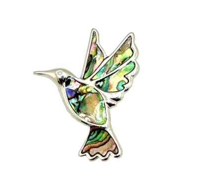 Broche Tide Jewellery HUMMINGBIRD Amanda Tamsin Paua Shell Pin 1 3/4" Foto 1 de 4