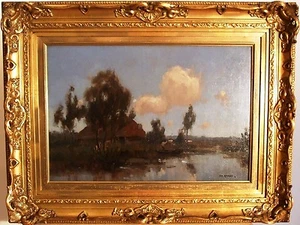 HOLLAND - COUNTRY LANDSCAPE, FARM AT THE WATERSIDE - JAN KNIKKER Jr. - DUTCH - Picture 1 of 5