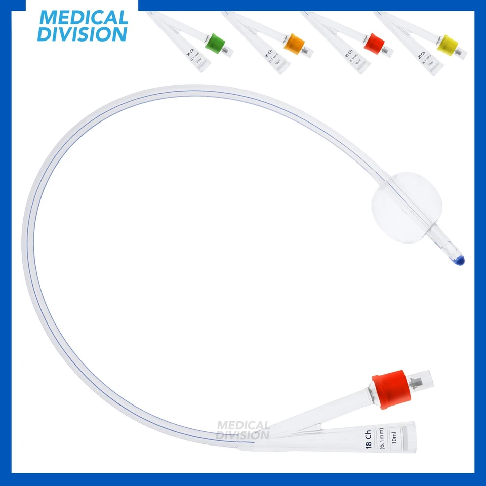 10 Cateteri Vescicali FOLEY a 2 vie in silicone 100% sterili - catetere - Immagine 1 di 1