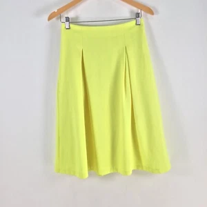 Miss selfridge womens skirt size 8 flare knee length fluro yellow zip 093438 - Picture 1 of 9