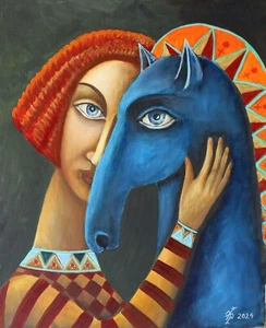 original oil painting CANVAs contemporary ART modern by Vlad Pronkin 2024 BLUE H - Picture 1 of 8