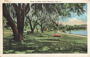 Postal escénica vista de la naturaleza en el parque Eola Orlando Florida publicada 1927 - Imagen 1 de 2