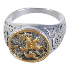 Men's Rings Handmade Sovereign Saint George Portrait Roman Soldier Ring Gift Men - Picture 1 of 23