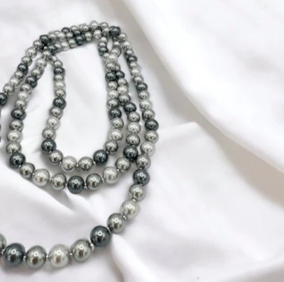 COLLAR CHARTER CLUB GRIS PLATA PERLAS IMITACIÓN LARGO 60" NUEVO CON ETIQUETAS Foto 1 de 4