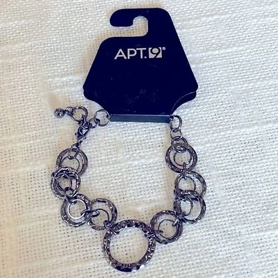 apt 9 chunky open link chain bracelet hammered metal dark silver new with tags - Image 1 of 4