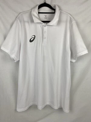 ASICS Polo Shirt Mens XL White Casual Logo Spell Out Sports Outdoors Adults - image 1 of 4