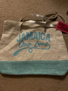 NWT Jamaica One Love Sparkly Blue and White Purse - Picture 1 of 7