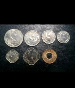 Pakistan 1948 First Complete Set Of 7 UNC Coins - Picture 1 of 2