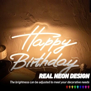 Happy Birthday USB Neon Signs Living Room Decor Lamp Signs 3D Wall Art 32x40cm - Picture 1 of 7