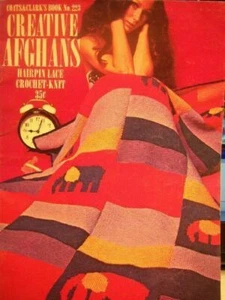 Clark 223 CREATIVE AFGHANS 1972 knit crochet hairpin 14pg pattern booklet - Picture 1 of 2