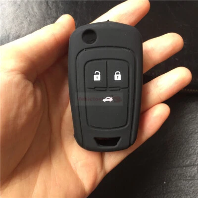 Fit Chevrolet Buick 3 Buttons Flip Remote Key Fob Silicone Skin Case Cover Black - Image 1 of 4