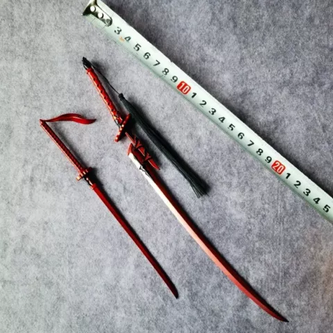 Sword Katana x 2 Red for 1/6th Scale 12" Action Figure 1:6 New Cover