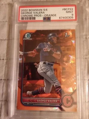 2022 Bowman Chrome Prospects George Valera #2/50 ORANGE REFRACTOR #BCP22 PSA 9 - Image 1 of 2