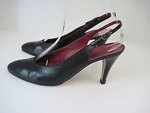 YVES SAINT LAURENT Paris tacchi a spillo vintage in pelle nera taglia 6 1/2 N Italia - Foto 1 di 6