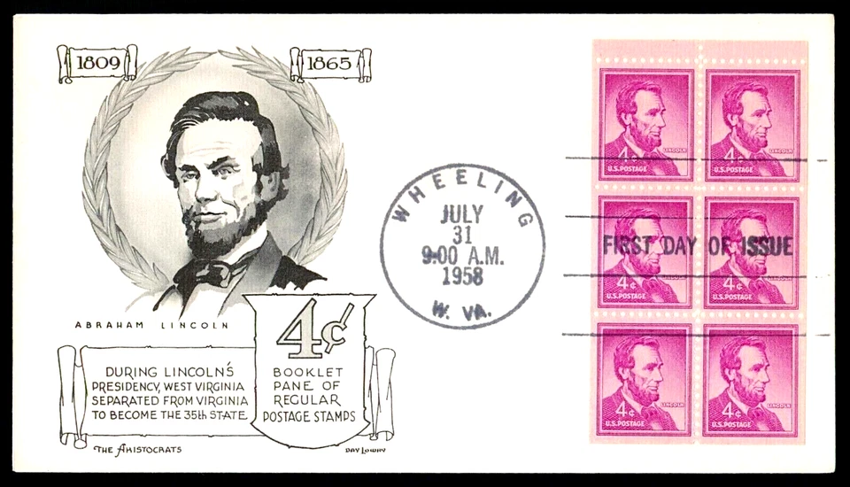 1036A 4c Stamp (1958) PRESIDENT ABRAHAM LINCOLN FDC - Aristocrats & Day Lowry !! - Image 1 of 1