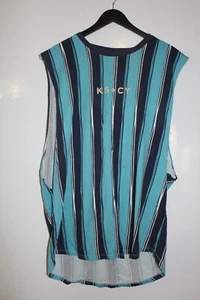 KSCY Men's Blue & White Striped Sleeveless Double Sided Tank Singlet Size XXL - Picture 1 of 11