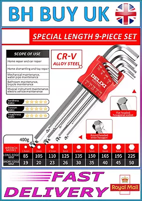 ALLEN KEY SET EXTENDED LENGTH SET IN HOLDER HEX WRENCH METRIC, BIKE, SCREWDRIVER - Image 1 of 3
