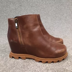 Sorel Joan of Arctic Wedge III Zip Boots Womens Size 8 Brown Leather Snow NL4371 - Picture 1 of 12