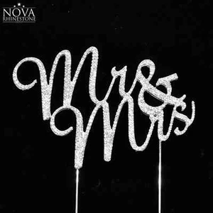 Crystal Rhinestone Silver MR&MRS & Monogram Wedding Anniversary Cake Topper - Picture 1 of 1
