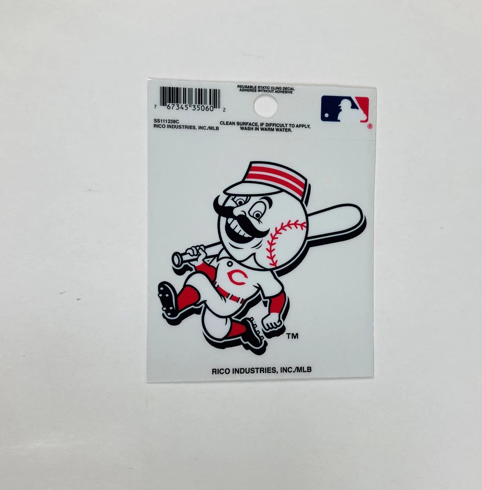 Cincinnati Reds Mr. Redlegs Window Static Cling Decal Free Ship 3x4 Inches - Image 1 of 1