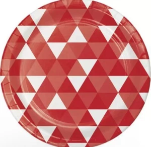 Fractal Red 9 Inch Paper Plates 8 Per Pack Tableware Party Decorations Supplies - Picture 1 of 2