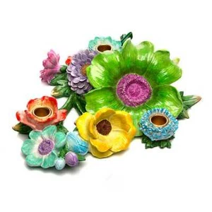 MacKENZIE CHILDS FLOWER MARKET 3 CANDLE CENTERPIECE BNIB - Picture 1 of 3