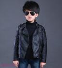 New Fashion Kids Boys Pu Jackets Casual Coats Outwear Rivets Faux Leather Hot Sz