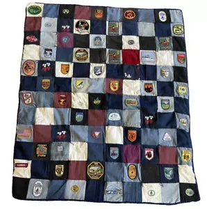 Handmade Lap/Throw Size Quilt- Blocks travel patches - 51" x 43" - Picture 1 of 20