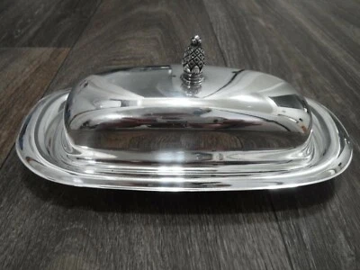 Plato de mantequilla Wm Rogers 987 inserto de vidrio prensado patrón de acabado de piña Foto 1 de 4