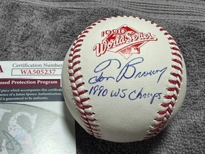 Tom Browning signiert beschriftet 1990 World Series Baseball Cincinnati Reds JSA COA - Bild 1 von 1