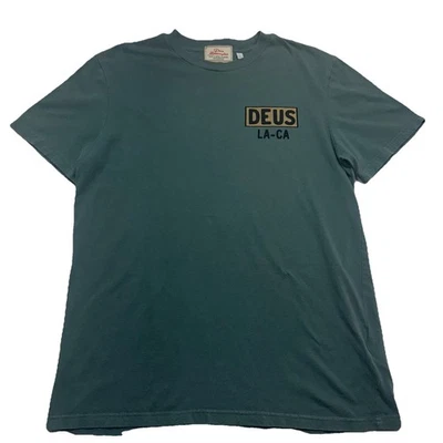 Camiseta verde Deus Ex Machina Motorcycles para hombre M Super Stitous gráfico de gato negro Foto 1 de 4