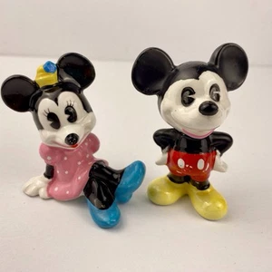 Mickey & Minnie Mouse 3 in Ceramic Figurines Walt Disney Productions Japan VTG - Picture 1 of 7