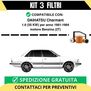 Kit 3 Filtri Tagliando per DAIHATSU Charmant 1.6 55 kw Benzina 1981-1984 - Foto 1 di 2