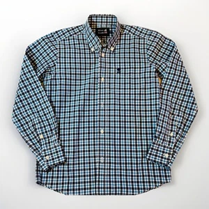 Camisa RIVER WOODS Niño Talla 12 Clásica Azul A Cuadros Abotonada Preppy Grapa Lujo - Imagen 1 de 5