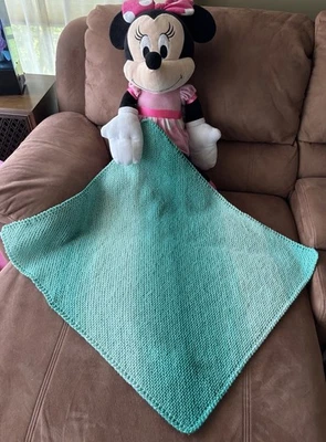 NEW hand knit SOFT Diagonal Spearmint Green  BABY  blanket,  27 X 33” +bonus - Image 1 of 4