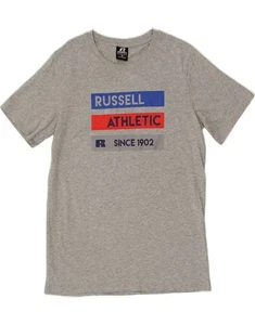 RUSSELL ATHLETIC Womens Graphic T-Shirt Top UK 10 Small Grey Flecked BT97 - Picture 1 of 3