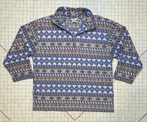 Vintage Pebble Court Sport Western Aztec Fleece 1/4 Zip Sweater Pullover - Picture 1 of 9