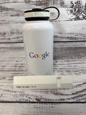 GOOGLE Logo h2go White 18-8 Stainless Steel Water Bottle 40 oz - New with Tag - Image 1 of 4