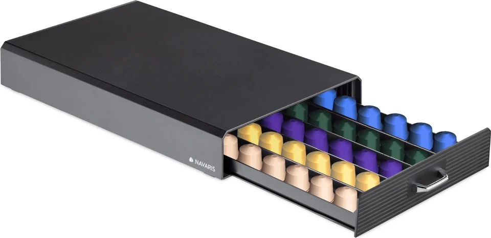 NAVARIS Kapselhalter kompatibel mit Nespresso Kapseln - Aufbewahrung für 50 Kapseln