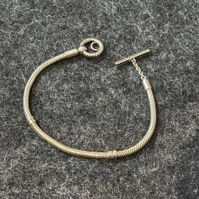 Pandora Sterling Silver 925 Serpentine Slide Bracelet Toggle Clasp 7'' Length - Image 1 of 2
